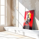 Moonlit Tribal Dancer UV Glass Wall Art – Silhouette Against Fiery Red Moonlight-KAFCD237
