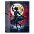 Mystic Moon Dancer UV Glass Wall Art – Elegant Silhouette in Front of Glowing Full Moon-KAFCD238