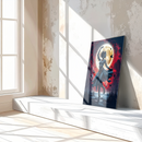 Mystic Moon Dancer UV Glass Wall Art – Elegant Silhouette in Front of Glowing Full Moon-KAFCD238