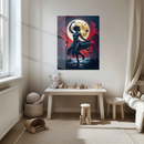 Mystic Moon Dancer UV Glass Wall Art – Elegant Silhouette in Front of Glowing Full Moon-KAFCD238