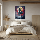 Mystic Moon Dancer UV Glass Wall Art – Elegant Silhouette in Front of Glowing Full Moon-KAFCD238