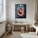 Beating Heart and Time Clocks UV Glass Wall Art – Surreal Crowd & Symbolic Concept Print-KAFCD239