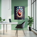 Beating Heart and Time Clocks UV Glass Wall Art – Surreal Crowd & Symbolic Concept Print-KAFCD239