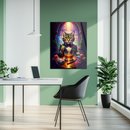 Elegant Cat with Cigar and Whiskey UV Glass Wall Art – Aristocratic Feline Portrait Print-KAFCD240