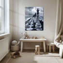 Ocean Chess Queens UV Glass Wall Art – Surreal Stormy Marble Board Fantasy Print-KAFCD241