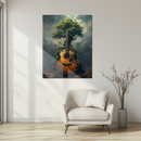 Nature Guitar Tree UV Glass Wall Art – Musical Roots and Forest Harmony Design Print-KAFCD242
