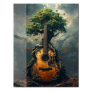 Nature Guitar Tree UV Glass Wall Art – Musical Roots and Forest Harmony Design Print-KAFCD242