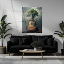 Nature Guitar Tree UV Glass Wall Art – Musical Roots and Forest Harmony Design Print-KAFCD242