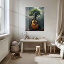 Nature Guitar Tree UV Glass Wall Art – Musical Roots and Forest Harmony Design Print-KAFCD242