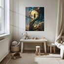 Stairway to the Cosmos UV Glass Wall Art – Surreal Fantasy Portal and Galaxy Print-KAFCD243
