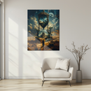 Time Portal Castle UV Glass Wall Art – Surreal Fantasy Hourglass Landscape Print-KAFCD244