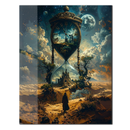 Time Portal Castle UV Glass Wall Art – Surreal Fantasy Hourglass Landscape Print-KAFCD244