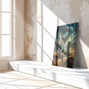 Time Portal Castle UV Glass Wall Art – Surreal Fantasy Hourglass Landscape Print-KAFCD244