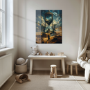 Time Portal Castle UV Glass Wall Art – Surreal Fantasy Hourglass Landscape Print-KAFCD244