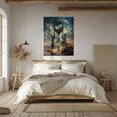 Time Portal Castle UV Glass Wall Art – Surreal Fantasy Hourglass Landscape Print-KAFCD244
