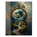 Ocean Voyage Through Time UV Glass Wall Art – Surreal Ship in Pocket Watch Fantasy Design-KAFCD245