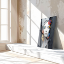 Floral Visage UV Glass Wall Art – Abstract Woman Face with Colorful Botanical Accents-KAFCD246