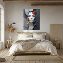Floral Visage UV Glass Wall Art – Abstract Woman Face with Colorful Botanical Accents-KAFCD246