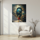 Portal to Earth UV Glass Wall Art – Surreal Girl and Planet Fantasy Artwork-KAFCD249