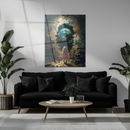 Portal to Earth UV Glass Wall Art – Surreal Girl and Planet Fantasy Artwork-KAFCD249