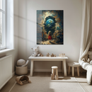 Portal to Earth UV Glass Wall Art – Surreal Girl and Planet Fantasy Artwork-KAFCD249