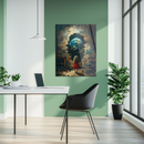 Portal to Earth UV Glass Wall Art – Surreal Girl and Planet Fantasy Artwork-KAFCD249