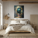 Portal to Earth UV Glass Wall Art – Surreal Girl and Planet Fantasy Artwork-KAFCD249