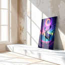 Galactic Moose in Neon Forest – Fantasy UV Glass Wall Art for Nature Lovers-KAFCD250