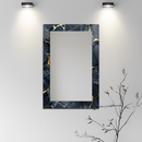 Mirror Navy and Gold Marble Pattern on UV Printed Glass – Modern Decorative Wall Mirror Art-KAFCDM001