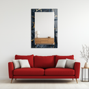 Mirror Navy and Gold Marble Pattern on UV Printed Glass – Modern Decorative Wall Mirror Art-KAFCDM001