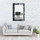 Mirror Navy and Gold Marble Pattern on UV Printed Glass – Modern Decorative Wall Mirror Art-KAFCDM001
