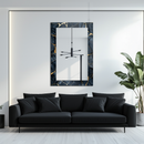 Mirror Navy and Gold Marble Pattern on UV Printed Glass – Modern Decorative Wall Mirror Art-KAFCDM001