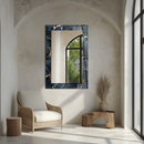 Mirror Navy and Gold Marble Pattern on UV Printed Glass – Modern Decorative Wall Mirror Art-KAFCDM001