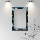 Mirror Diamond Tile Pattern with Gold Details on UV Printed Glass – Luxury Decorative Wall Mirror-KAFCDM002