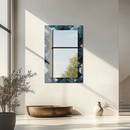 Mirror Diamond Tile Pattern with Gold Details on UV Printed Glass – Luxury Decorative Wall Mirror-KAFCDM002