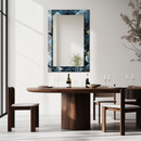 Mirror Diamond Tile Pattern with Gold Details on UV Printed Glass – Luxury Decorative Wall Mirror-KAFCDM002