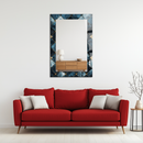 Mirror Diamond Tile Pattern with Gold Details on UV Printed Glass – Luxury Decorative Wall Mirror-KAFCDM002