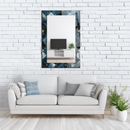 Mirror Diamond Tile Pattern with Gold Details on UV Printed Glass – Luxury Decorative Wall Mirror-KAFCDM002