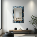 Mirror Diamond Tile Pattern with Gold Details on UV Printed Glass – Luxury Decorative Wall Mirror-KAFCDM002