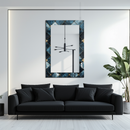 Mirror Diamond Tile Pattern with Gold Details on UV Printed Glass – Luxury Decorative Wall Mirror-KAFCDM002