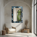 Mirror Diamond Tile Pattern with Gold Details on UV Printed Glass – Luxury Decorative Wall Mirror-KAFCDM002