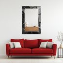 Mirror Black Grey and Gold Marble Pattern on UV Printed Glass – Elegant Decorative Wall Mirror-KAFCDM004