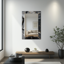 Mirror Black Grey and Gold Marble Pattern on UV Printed Glass – Elegant Decorative Wall Mirror-KAFCDM004