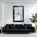 Mirror Black Grey and Gold Marble Pattern on UV Printed Glass – Elegant Decorative Wall Mirror-KAFCDM004