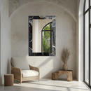 Mirror Black Grey and Gold Marble Pattern on UV Printed Glass – Elegant Decorative Wall Mirror-KAFCDM004