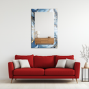 Mirror Light and Dark Blue Marble with Gold Veins on UV Printed Glass – Modern Decorative Wall Mirror-KAFCDM005