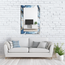 Mirror Light and Dark Blue Marble with Gold Veins on UV Printed Glass – Modern Decorative Wall Mirror-KAFCDM005
