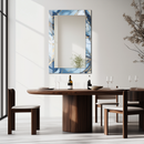 Mirror Light and Dark Blue Marble with Gold Veins on UV Printed Glass – Modern Decorative Wall Mirror-KAFCDM005