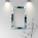 Mirror Navy Blue White and Gold Marble Pattern on UV Printed Glass – Luxury Modern Wall Mirror-KAFCDM006