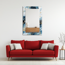 Mirror Navy Blue White and Gold Marble Pattern on UV Printed Glass – Luxury Modern Wall Mirror-KAFCDM006
